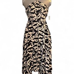 Old Navy Strapless Black & White Abstract Print Dress
